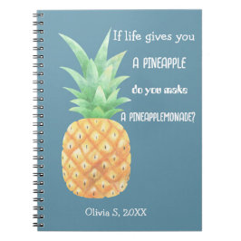 Caderno Espiral Notebook personalizado de abacaxi de Ouro minimali