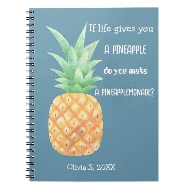 Caderno Espiral Notebook personalizado de abacaxi de Ouro minimali (Frente)