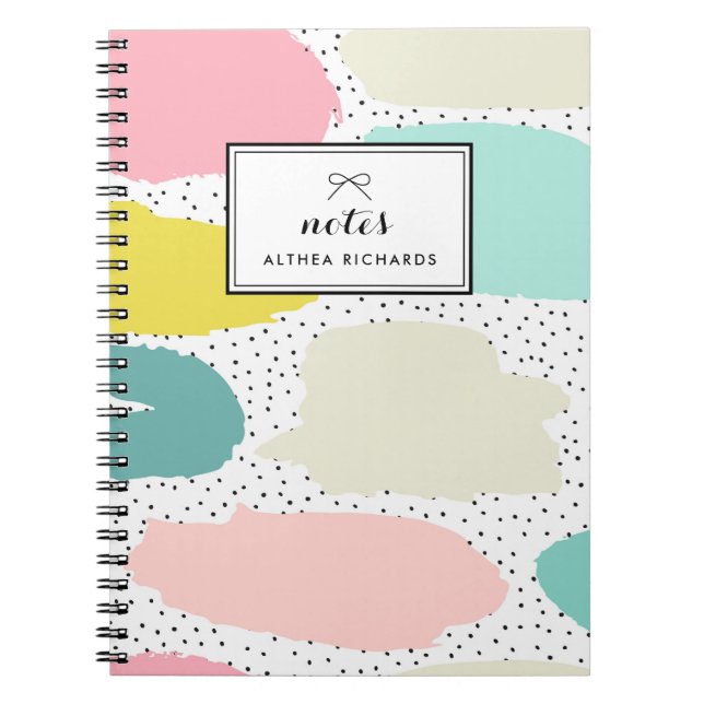 Caderno Espiral Notebook Personalizado De Abstrato De Pastel Brilh (Frente)