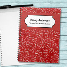 Notebook Personalizado de Baseball Vermelho e Bran