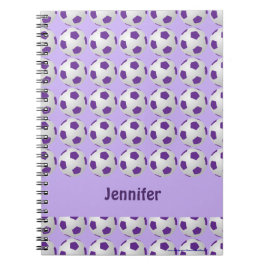 Caderno Espiral Notebook personalizado de bola de futebol roxo e b