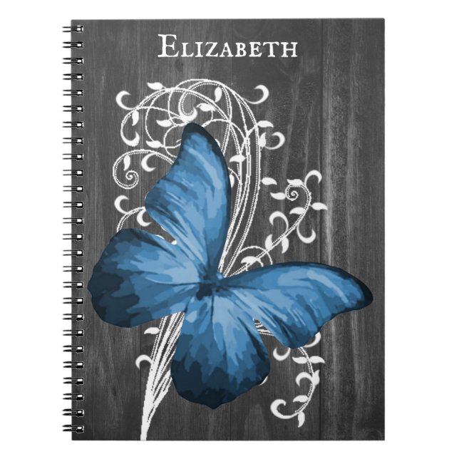 Caderno Espiral Notebook Personalizado de Borboleta Russa Azul (Frente)