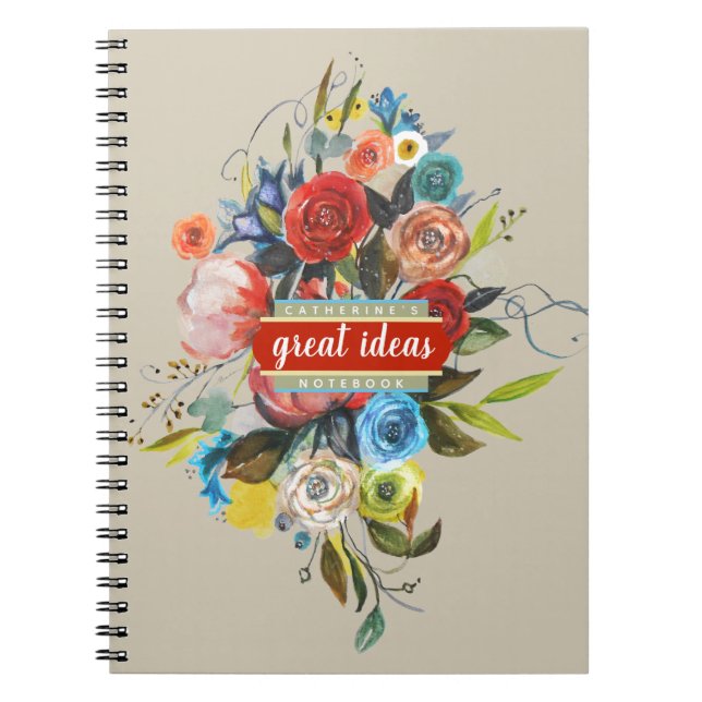 Caderno Espiral Notebook Personalizado de Buquê de Água Doce (Frente)