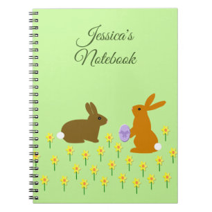 Caderno Espiral Notebook personalizado de coelhos de Páscoa e Daf