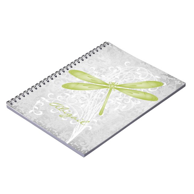 Caderno Espiral Notebook Personalizado de Dragonfly Verde (Left Side)