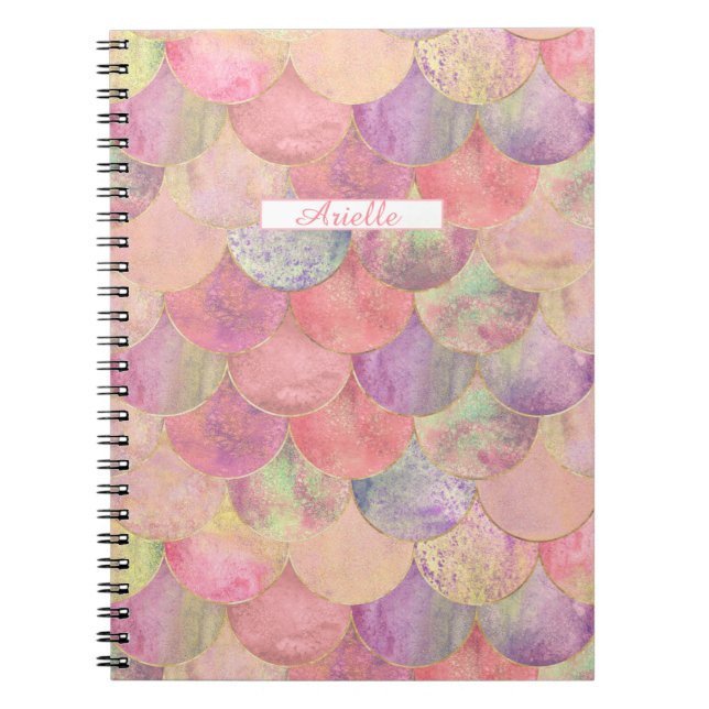 Caderno Espiral Notebook Personalizado de Escala de Sereia de Aqua (Frente)