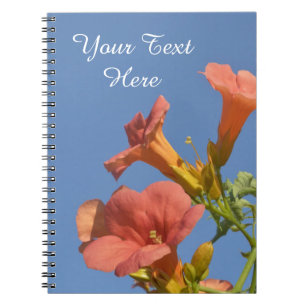 Caderno Espiral Notebook Personalizado de Flores Laranja de Verão