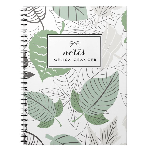 Caderno Espiral Notebook Personalizado de Folhas de Mint (Frente)