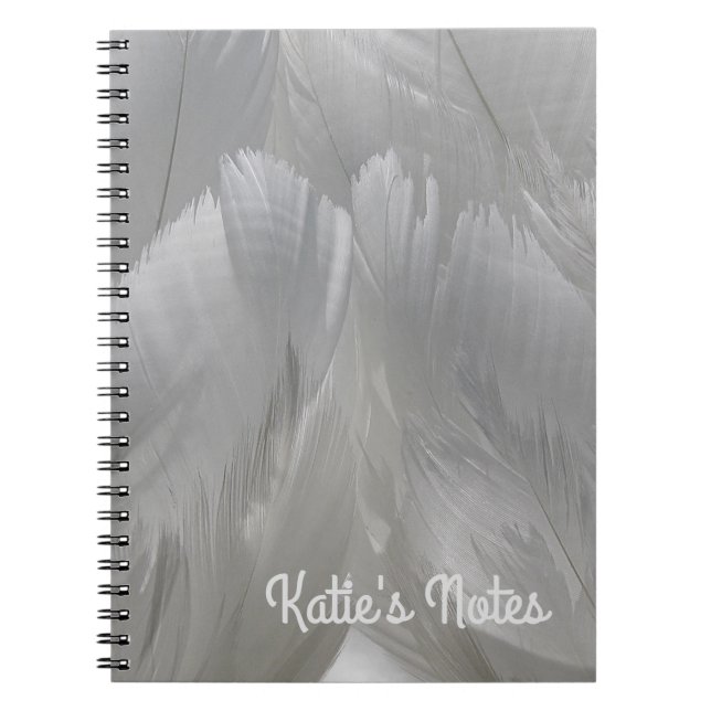 Caderno Espiral Notebook Personalizado de Fotografia de Penas Swan (Frente)