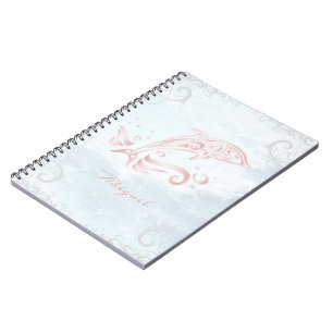 Caderno Espiral Notebook personalizado de golfinho rosa