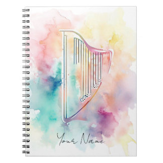 Caderno Espiral Notebook personalizado de Harp em Watercolor