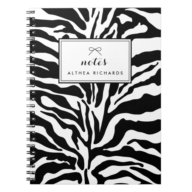 Caderno Espiral Notebook personalizado de impressão zebra branca e (Frente)