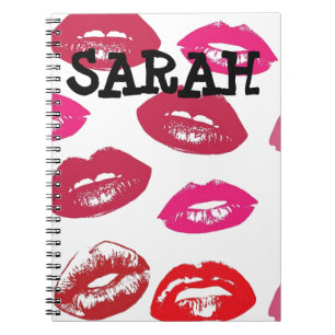 CADERNO ESPIRAL NOTEBOOK PERSONALIZADO DE LÁBIOS VERMELHOS
