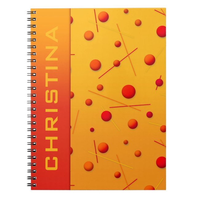 Caderno Espiral Notebook Personalizado de Linhas e Pontos Laranja  (Frente)