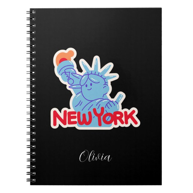Caderno Espiral Notebook personalizado de Nova York com uma estátu (Frente)