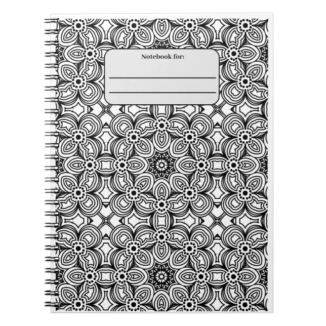 Caderno Espiral Notebook personalizado de padrão uniforme preto e  (Frente)