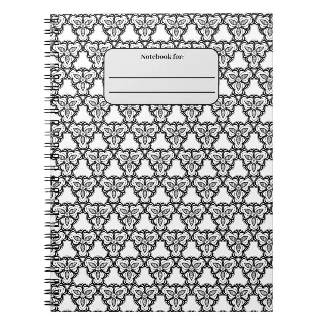 Caderno Espiral Notebook personalizado de padrão uniforme preto e  (Frente)