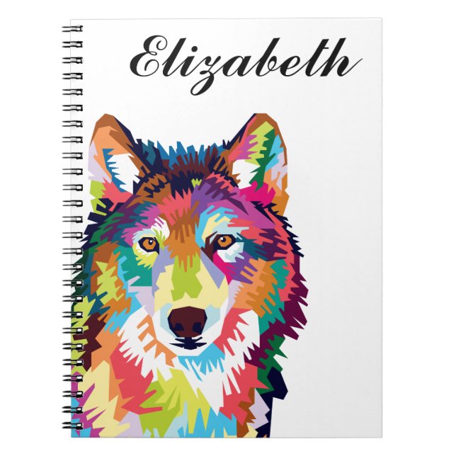 Caderno Espiral Notebook personalizado de Pop Art Wolf (Frente)