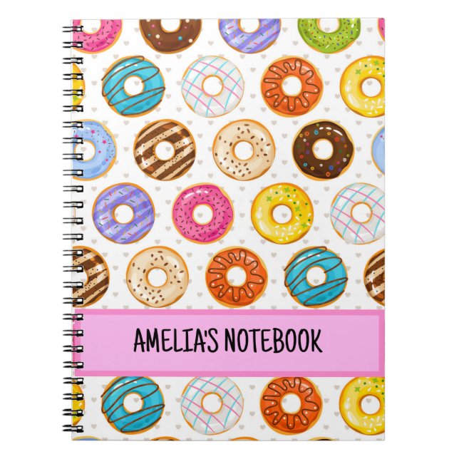 Caderno Espiral Notebook Personalizado de Rosquinha para Crianças  (Frente)