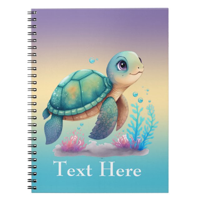 Caderno Espiral Notebook personalizado de tartaruga marinha (Frente)