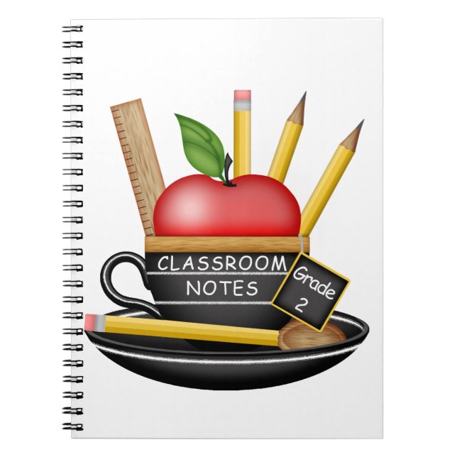 Caderno Espiral Notebook personalizado do Apple Teacup do professo (Frente)