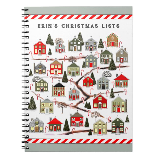 Caderno Espiral notebook personalizado do planejador de Natal (Frente)
