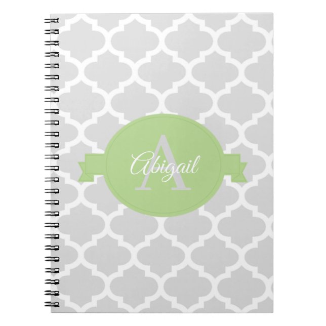 Caderno Espiral Notebook Personalizado do Quatrefoil Verde (Frente)