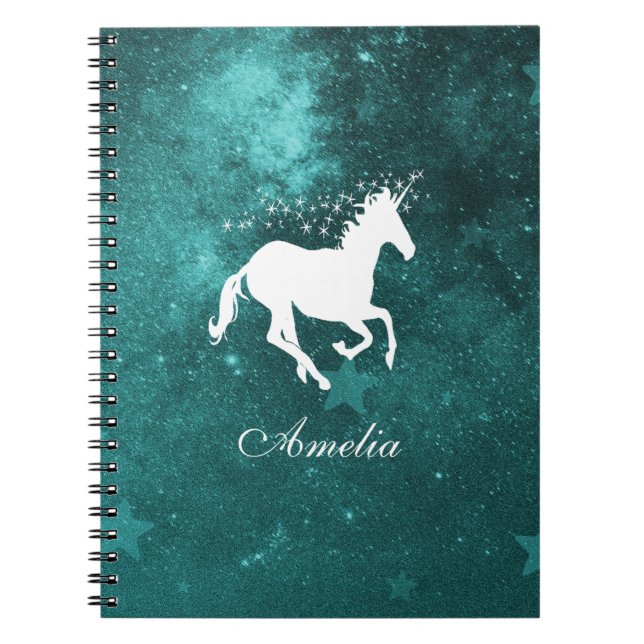Caderno Espiral Notebook Personalizado do Teal Unicorn (Frente)