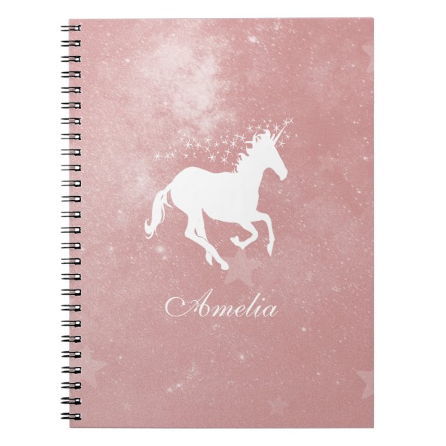 Caderno Espiral Notebook Personalizado do Unicórn Rosa (Frente)