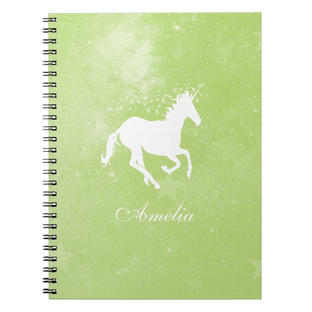 Caderno Espiral Notebook Personalizado do Unicórn Verde (Frente)