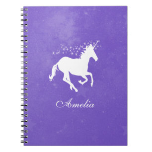 Caderno Espiral Notebook Personalizado do Unicórnio Roxo