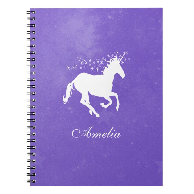 Caderno Espiral Notebook Personalizado do Unicórnio Roxo (Frente)