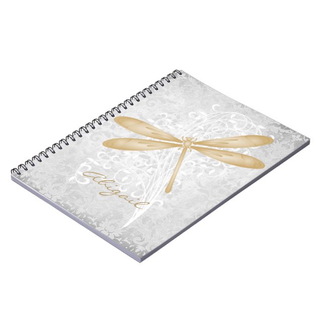 Caderno Espiral Notebook Personalizado Dragonfly Dourado (Left Side)