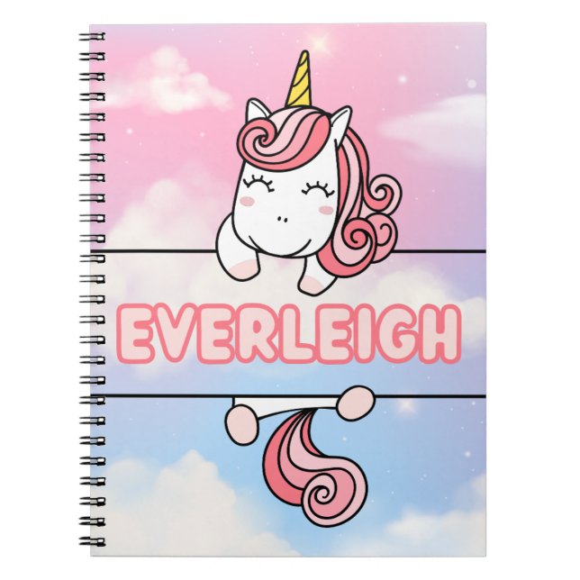 Caderno Espiral Notebook Personalizado Everleigh Unicorn Girlie (Frente)