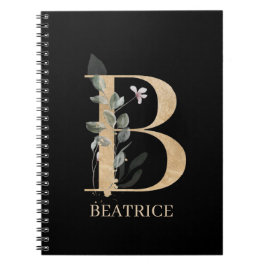 Caderno Espiral Notebook Personalizado Floral B Monograma