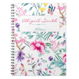Caderno Espiral Notebook Personalizado Floral Boho Chic