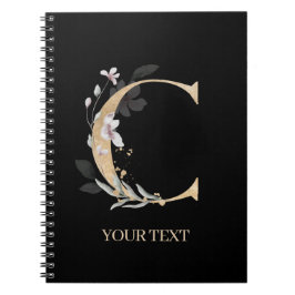 Caderno Espiral Notebook Personalizado Floral C Monograma