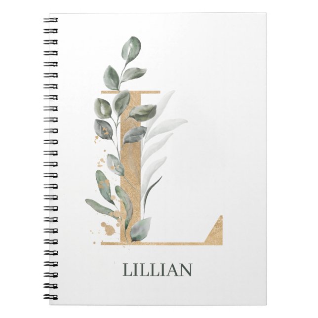 Caderno Espiral Notebook Personalizado Floral L Monograma (Frente)