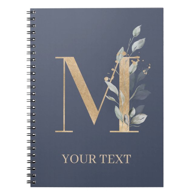 Caderno Espiral Notebook Personalizado Floral M Monograma (Frente)