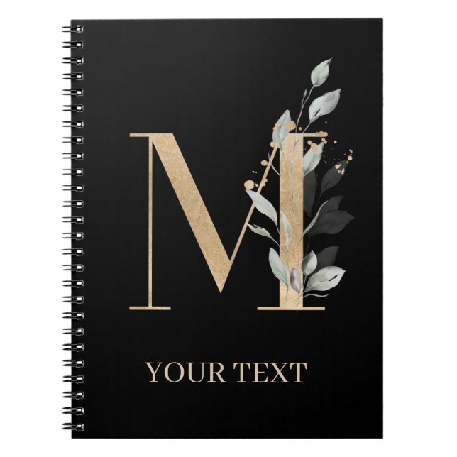 Caderno Espiral Notebook Personalizado Floral M Monograma (Frente)