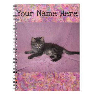 Caderno Espiral Notebook Personalizado - Gatinho Rosa