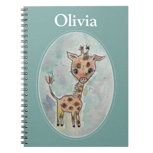 Caderno Espiral Notebook Personalizado Girafa Pintado Pintado À Mã