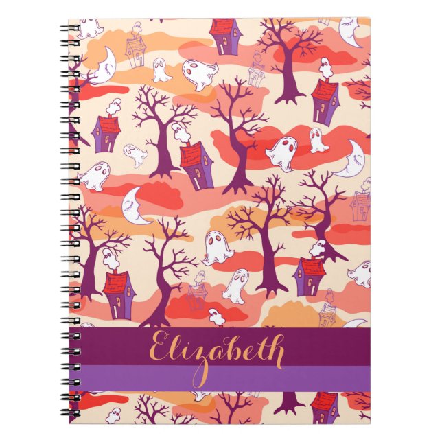 Caderno Espiral Notebook personalizado Halloween Haunted House (Frente)