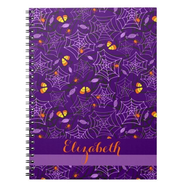 Caderno Espiral Notebook Personalizado Halloween Spiders & Candy (Frente)