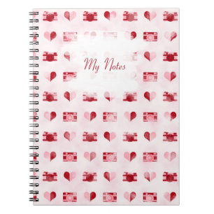 Caderno Espiral Notebook personalizado "Hearts & Cameras"
