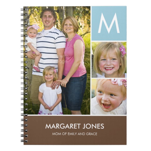 Caderno Espiral Notebook personalizado inicial Na moda (Frente)