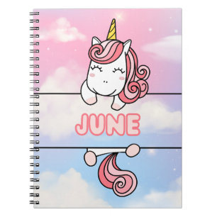 Caderno Espiral Notebook Personalizado June Unicorn Girlie