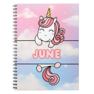 Caderno Espiral Notebook Personalizado June Unicorn Girlie