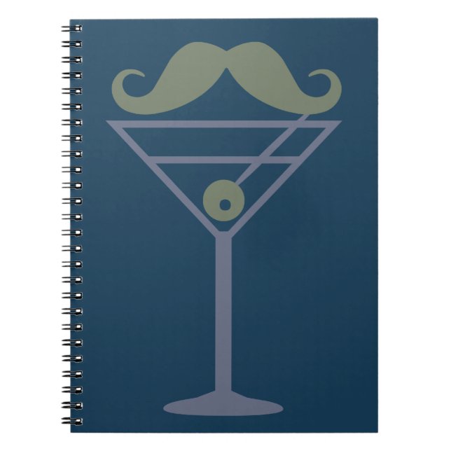 Caderno Espiral notebook personalizado Martini Mustache (Frente)