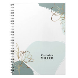 Caderno Espiral Notebook Personalizado Moderno e Dourado